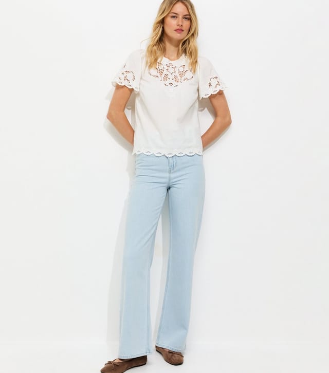 New Look Women's Tall Light Blue High Waist Adalae Wide Leg Jeans New Look - 3