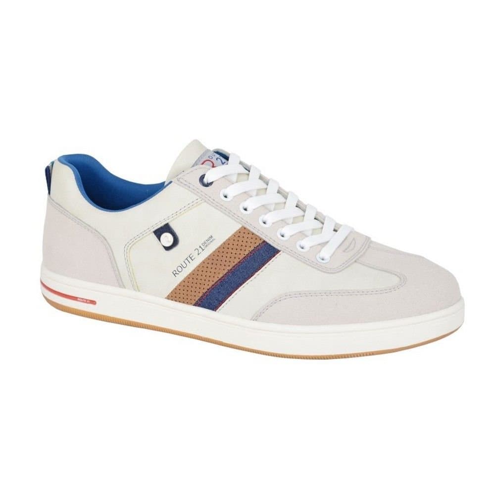 R21 R21 Men's Stripe Casual Trainers in White