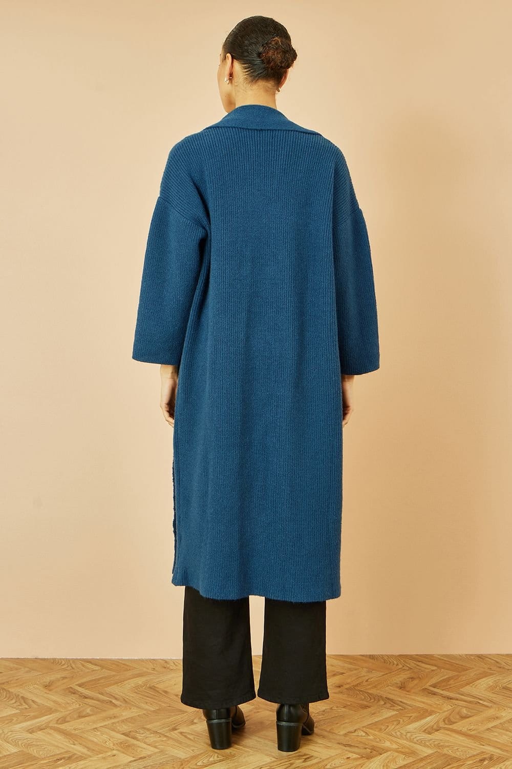 Yumi Yumi Women's Teal Knitted Maxi Cardigan With Pockets - 4