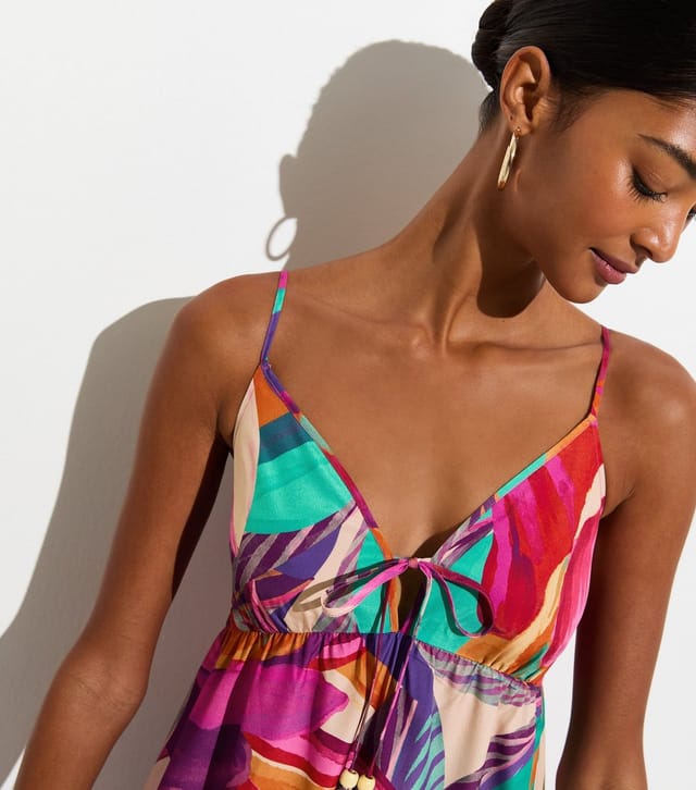 New Look Women's Purple Flower Print Crepe Maxi Beach Dress New Look - 2