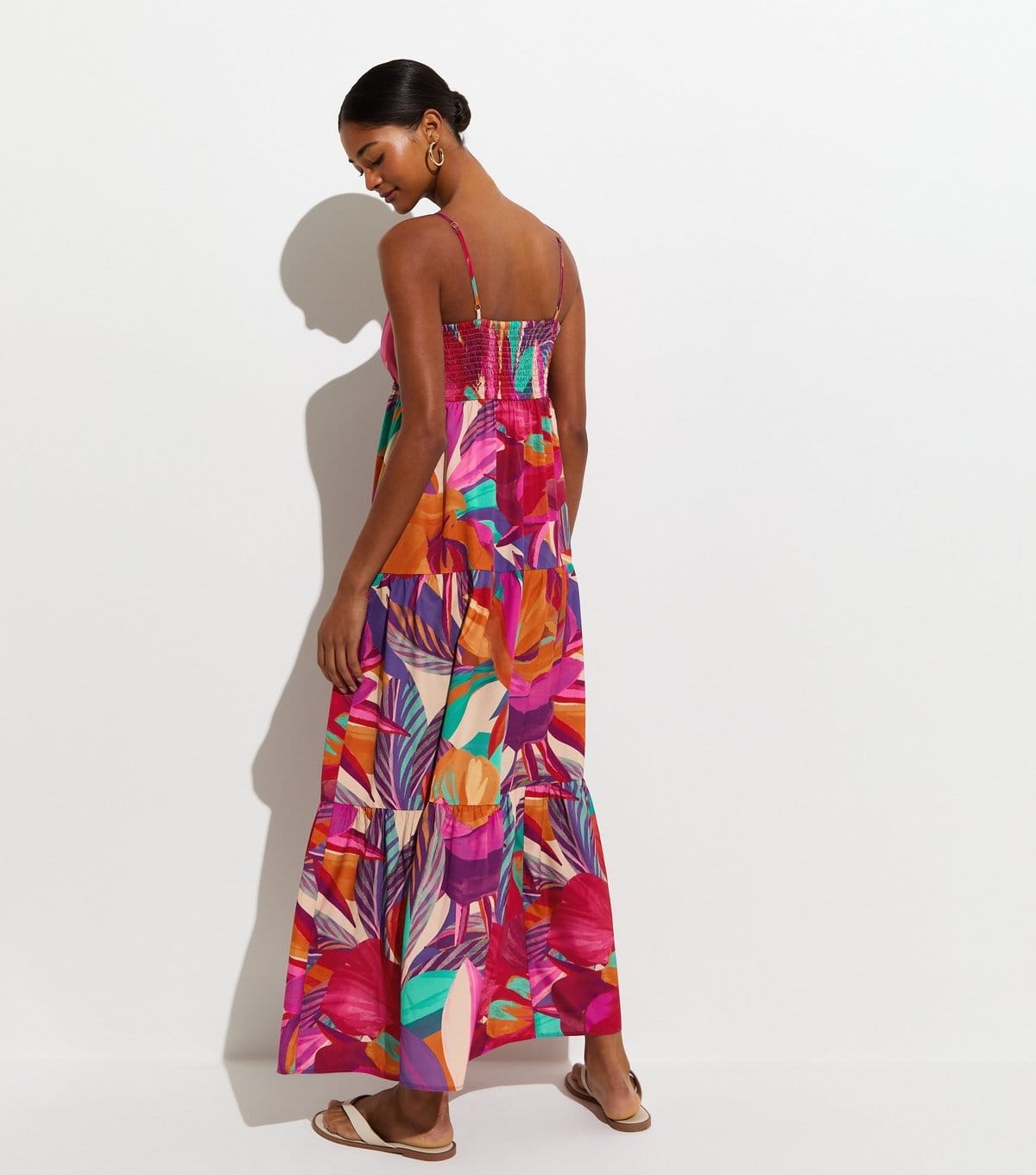 New Look Women's Purple Flower Print Crepe Maxi Beach Dress New Look - 4