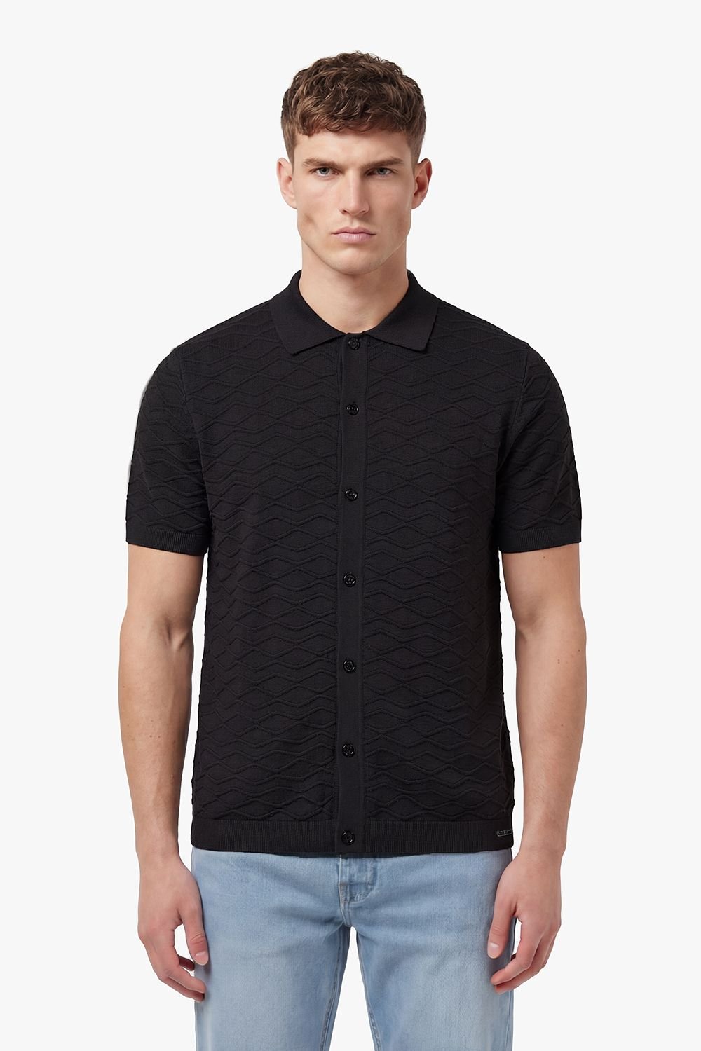 Luke 1977 Luke 1977 Men's Kennet Button Up Knitted Shirt in Black - 3