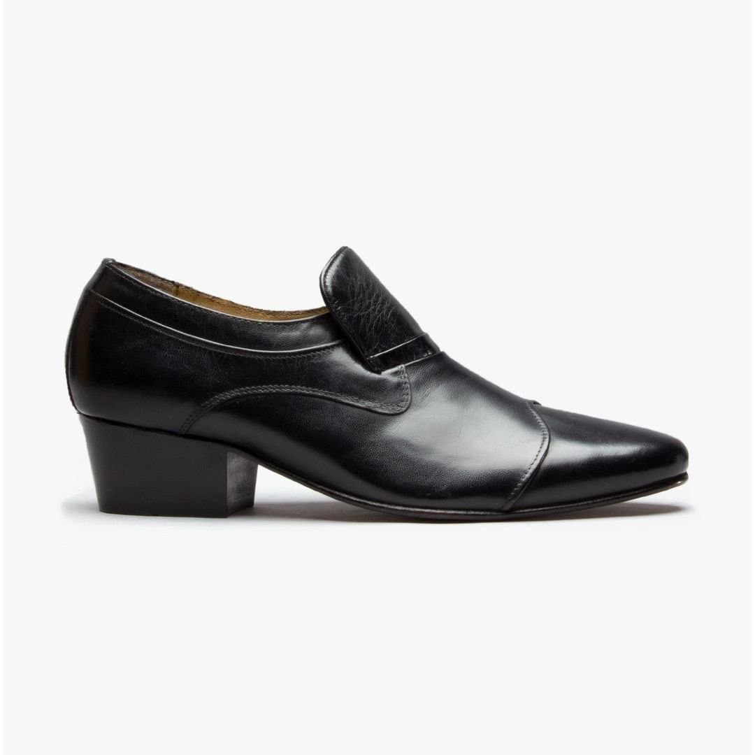 Club Cubano Club Cubano Men's Carluccio Slip On Cuban Heel Low Top Leather Shoes in Black