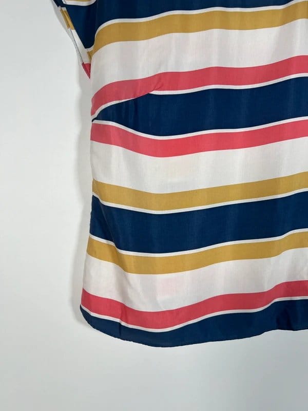 Boden Blue Pink Mustard Striped Silk Blend Boxy Blouse