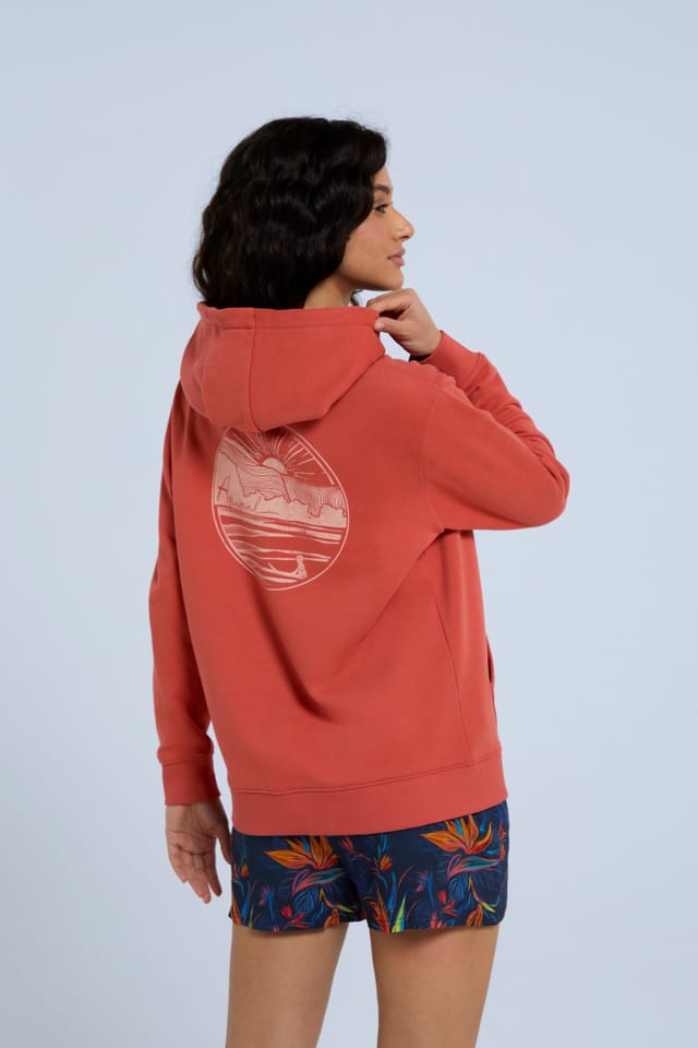 Animal Animal Women's 'Maya' Stylish Cotton Graphic Hoodie Lightweight Full Zip Sweatshirt in Burnt Orange - 3