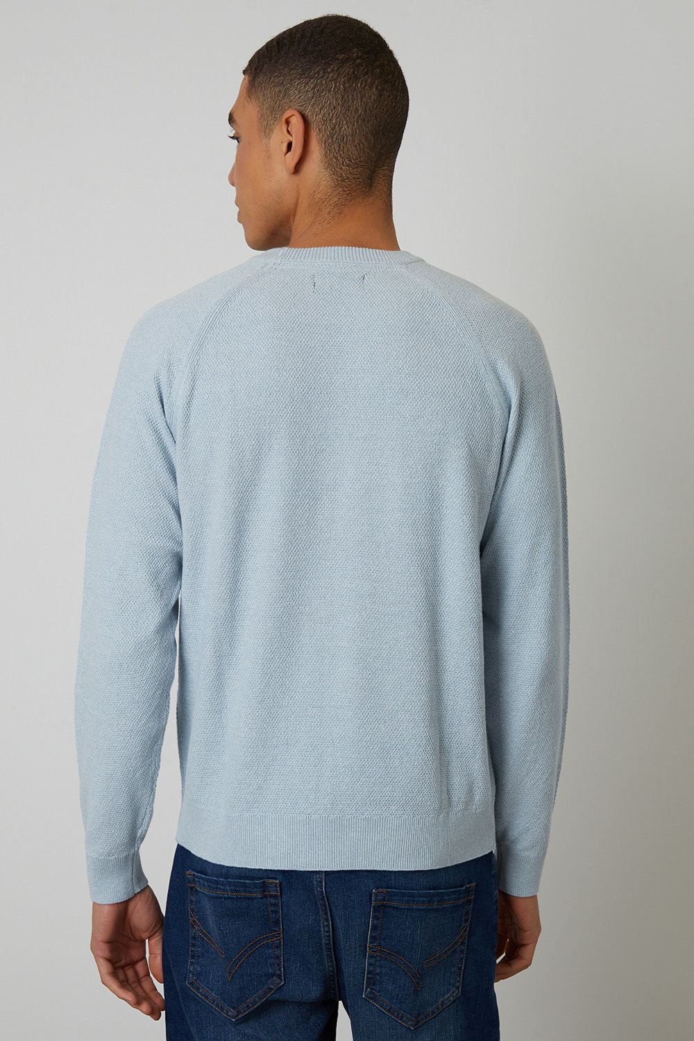 Threadbare Threadbare Men's Raglan Knitted Crew Neck Jumper in Light Blue - 2