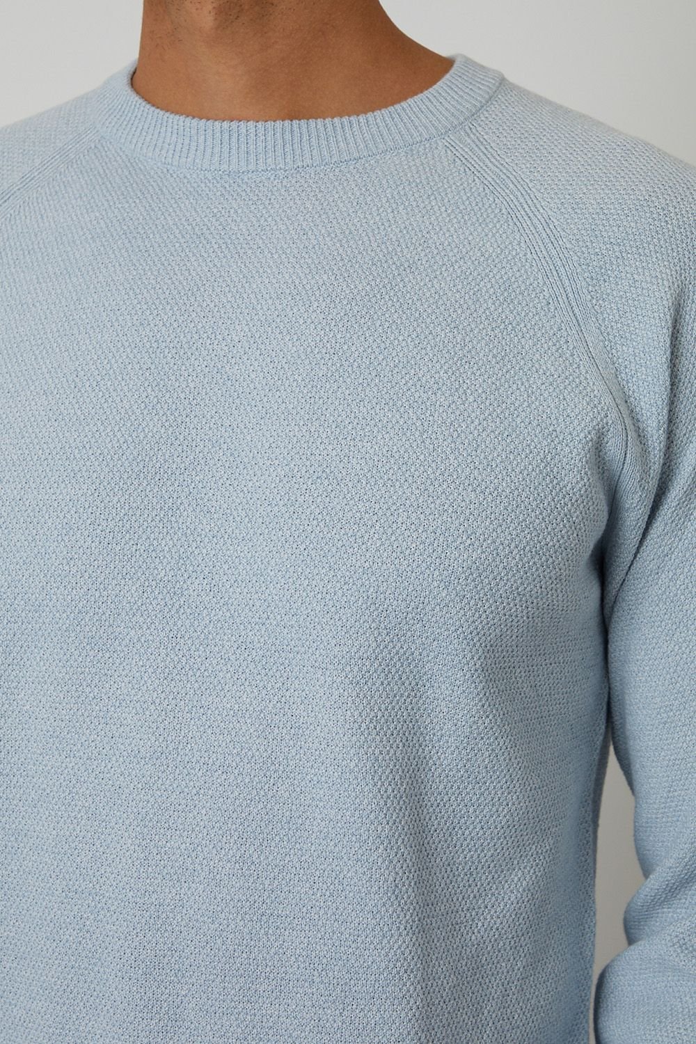 Threadbare Threadbare Men's Raglan Knitted Crew Neck Jumper in Light Blue - 4