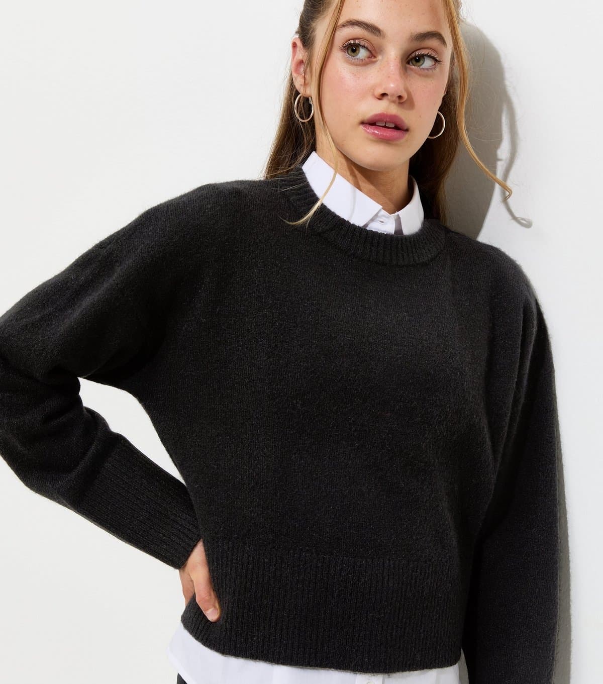 New Look Girls' Black Knitted Long Sleeve Jumper New Look