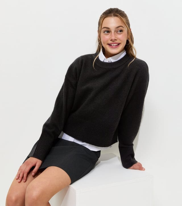 New Look Girls' Black Knitted Long Sleeve Jumper New Look - 2