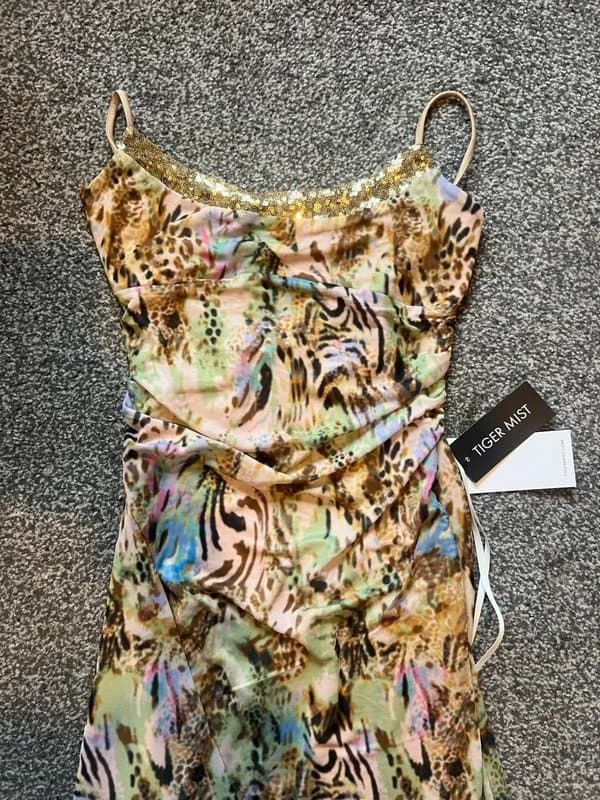 Tiger Mist Tiger mist coloured cheetah / zebra / leopard print maxi dress