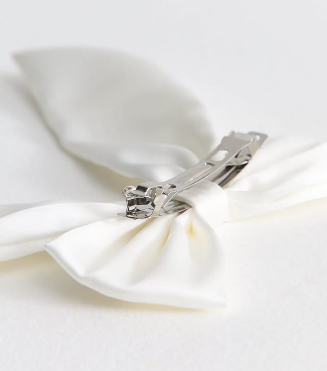 New Look White Satin Bow Hair Slide New Look - 3