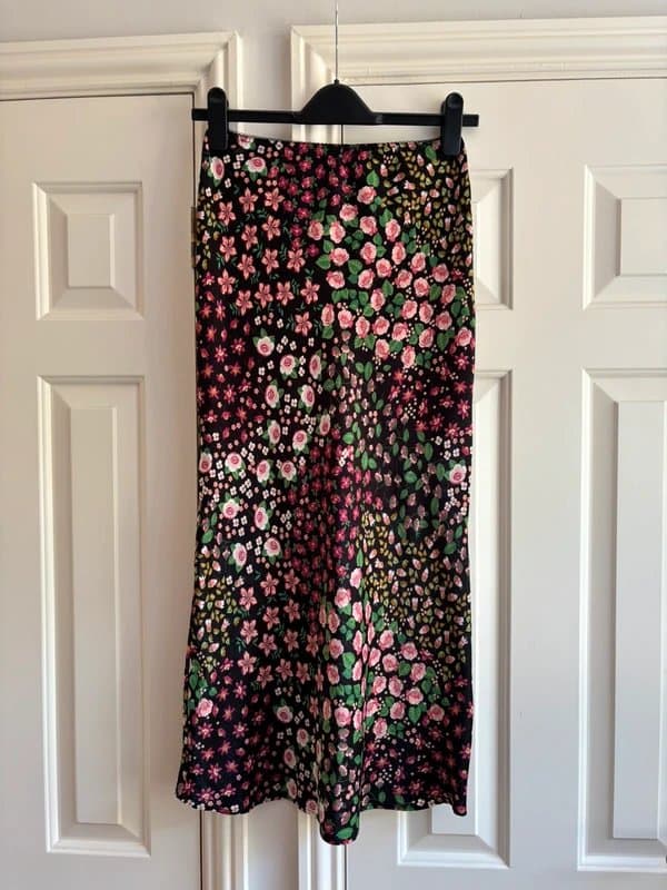 Topshop Satin bias cut midi skirt
