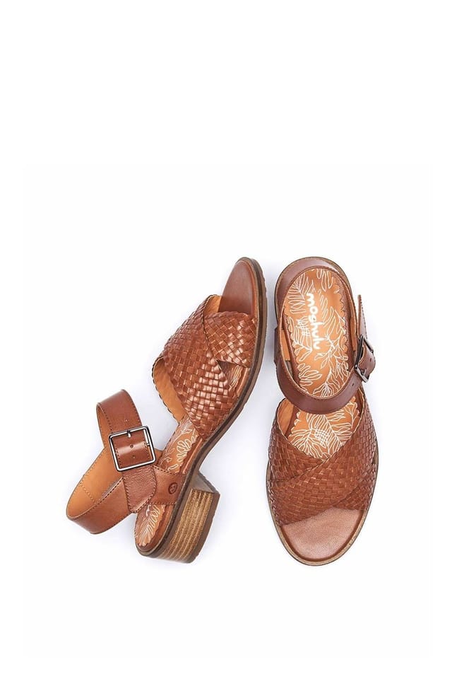 Moshulu Moshulu Women's 'Sapporo' Heeled Leather Sandals in Tan - 2