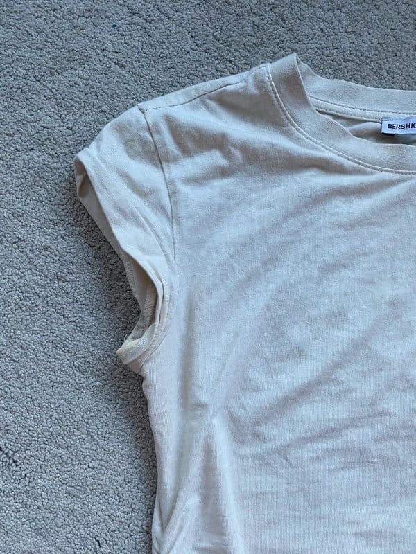 Bershka Cream Ruched T-shirt