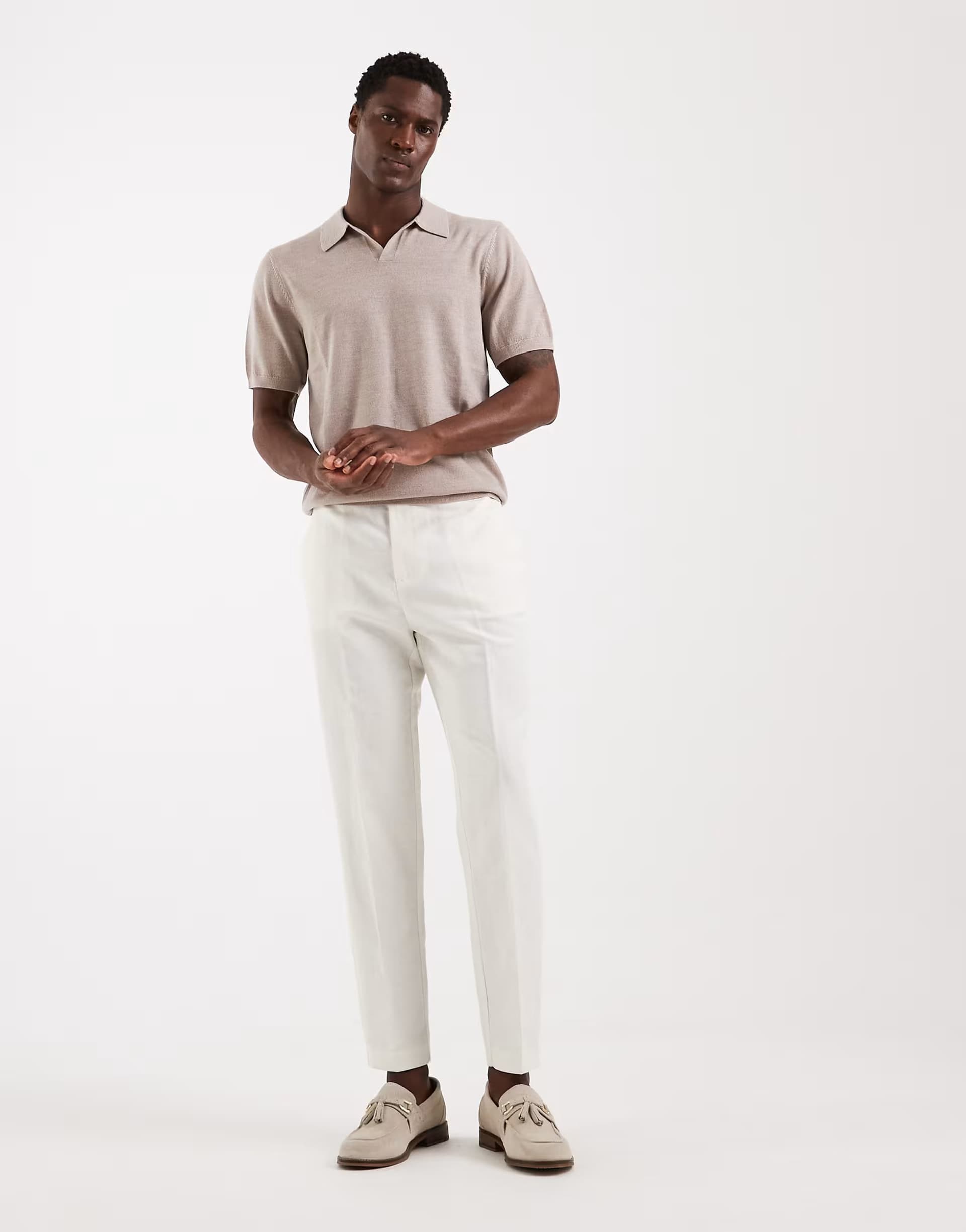 ASOS ASOS DESIGN smart linen rich tapered trousers in white