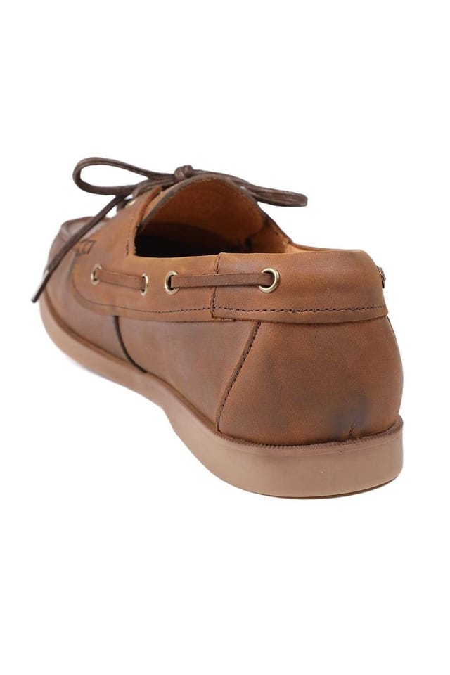 Jones Bootmaker Jones Bootmaker Men's Partington Leather Lace Up Boat Shoes in Brown - 3