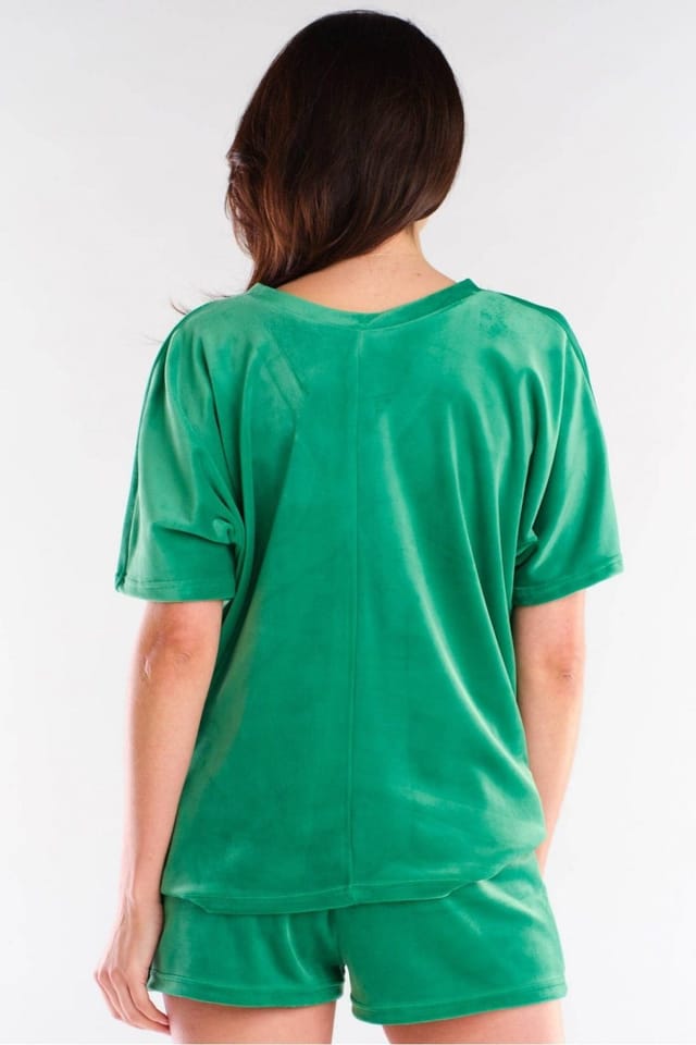 Love Lace Love Lace Women's Pleasant Touch Velour Loose Fit Shorts in Green - 3