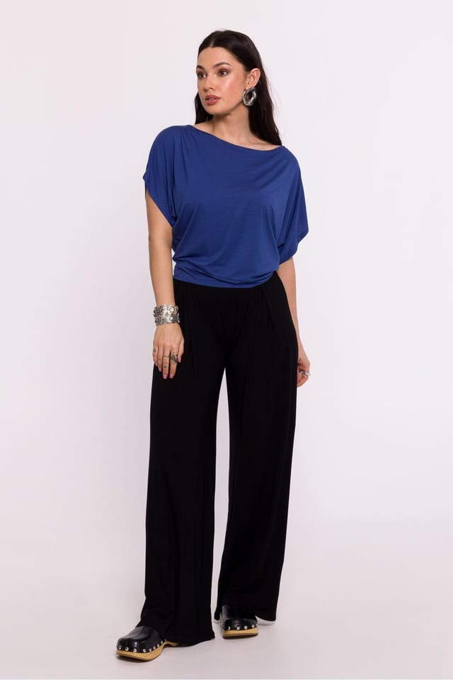 Love Lace Love Lace Women's Viscose Knit Blouse with Pleated Hem Style 193665 in Blue - 2