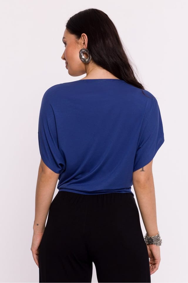Love Lace Love Lace Women's Viscose Knit Blouse with Pleated Hem Style 193665 in Blue - 3