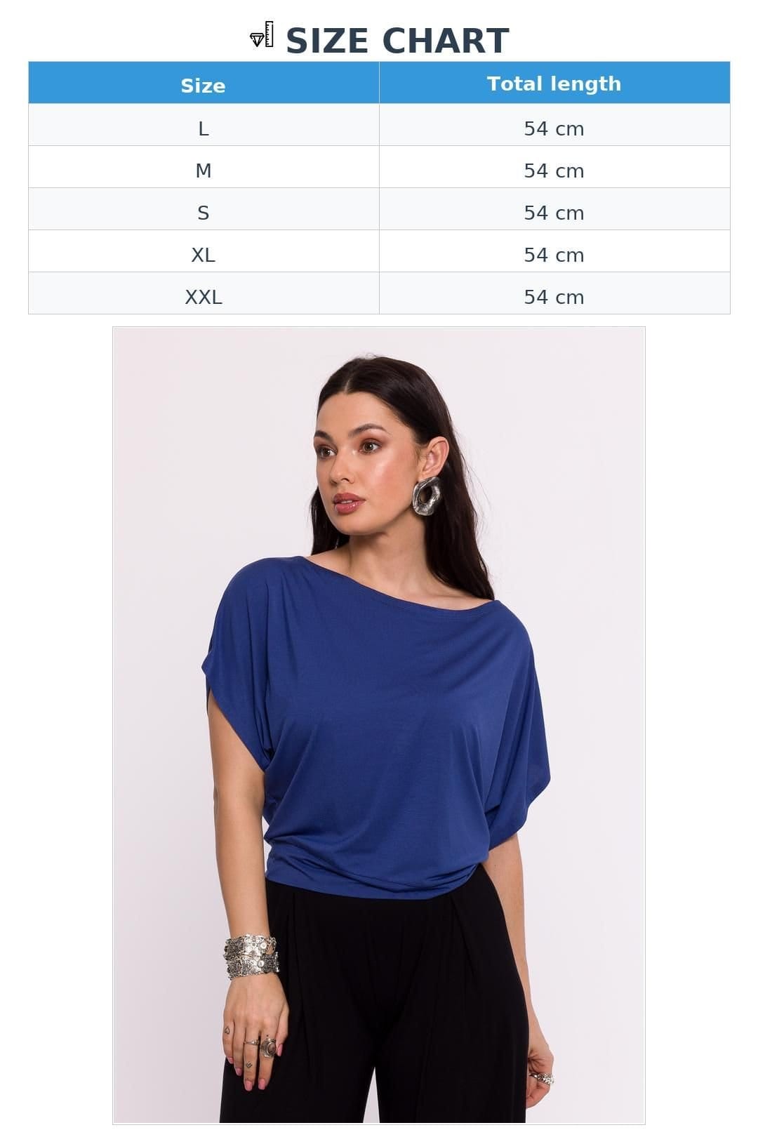 Love Lace Love Lace Women's Viscose Knit Blouse with Pleated Hem Style 193665 in Blue - 4