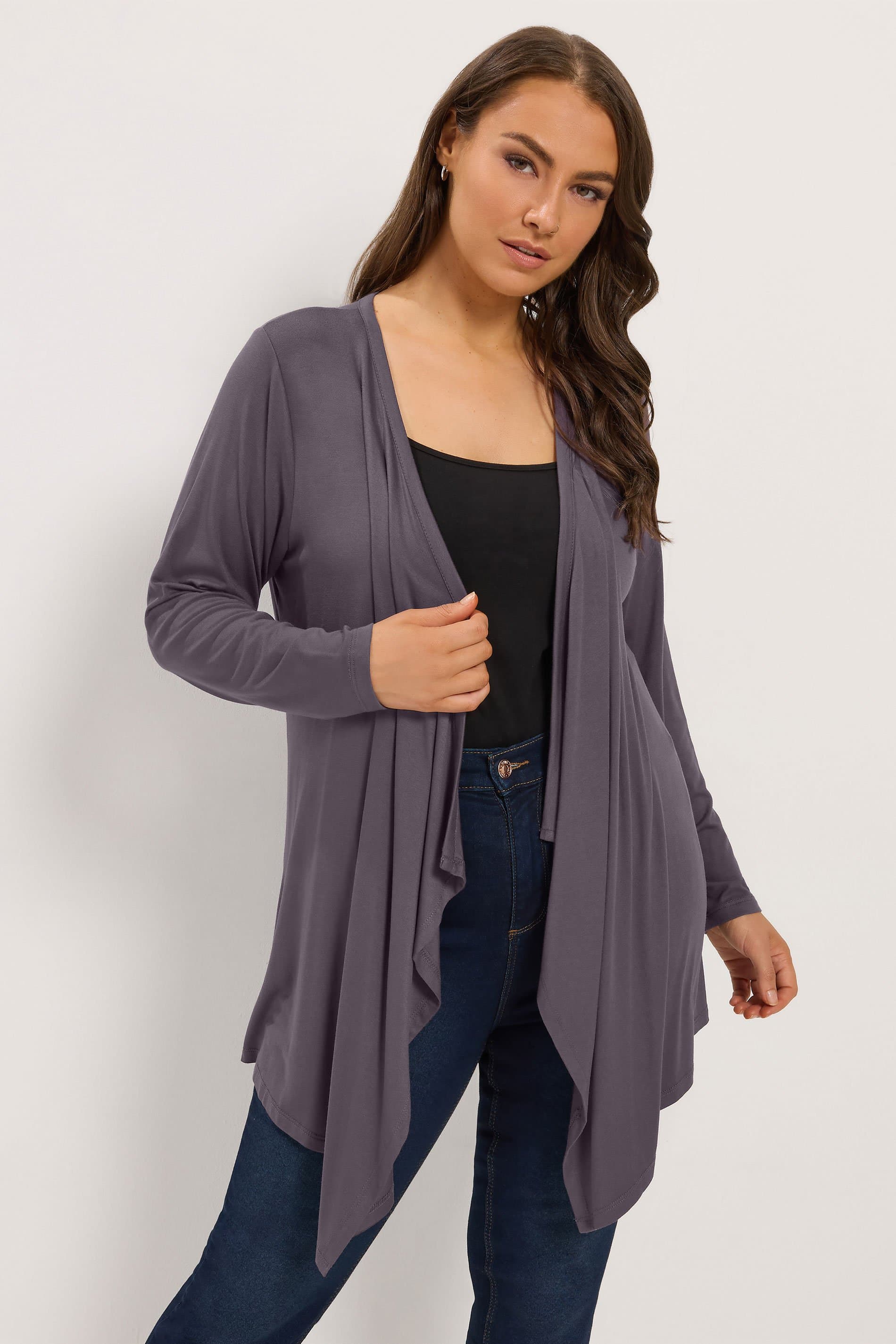 Yours Plus Size Grey Waterfall Cardigan