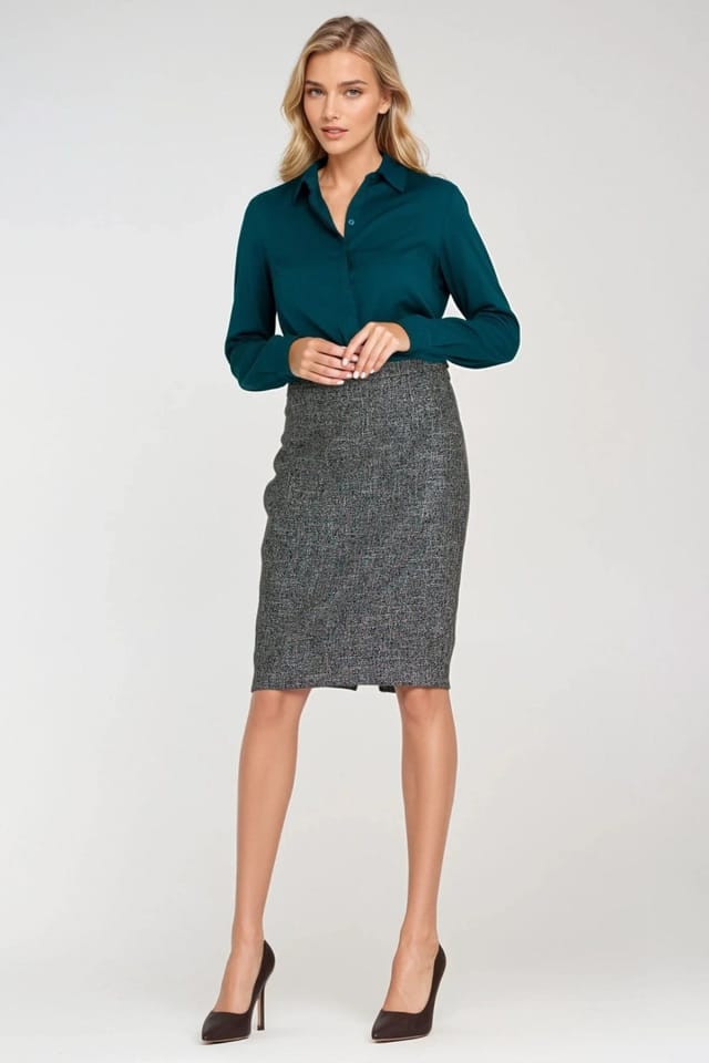 Love Lace Love Lace Women's Classic Long Sleeve Viscose Shirt with Collar in Green - 2