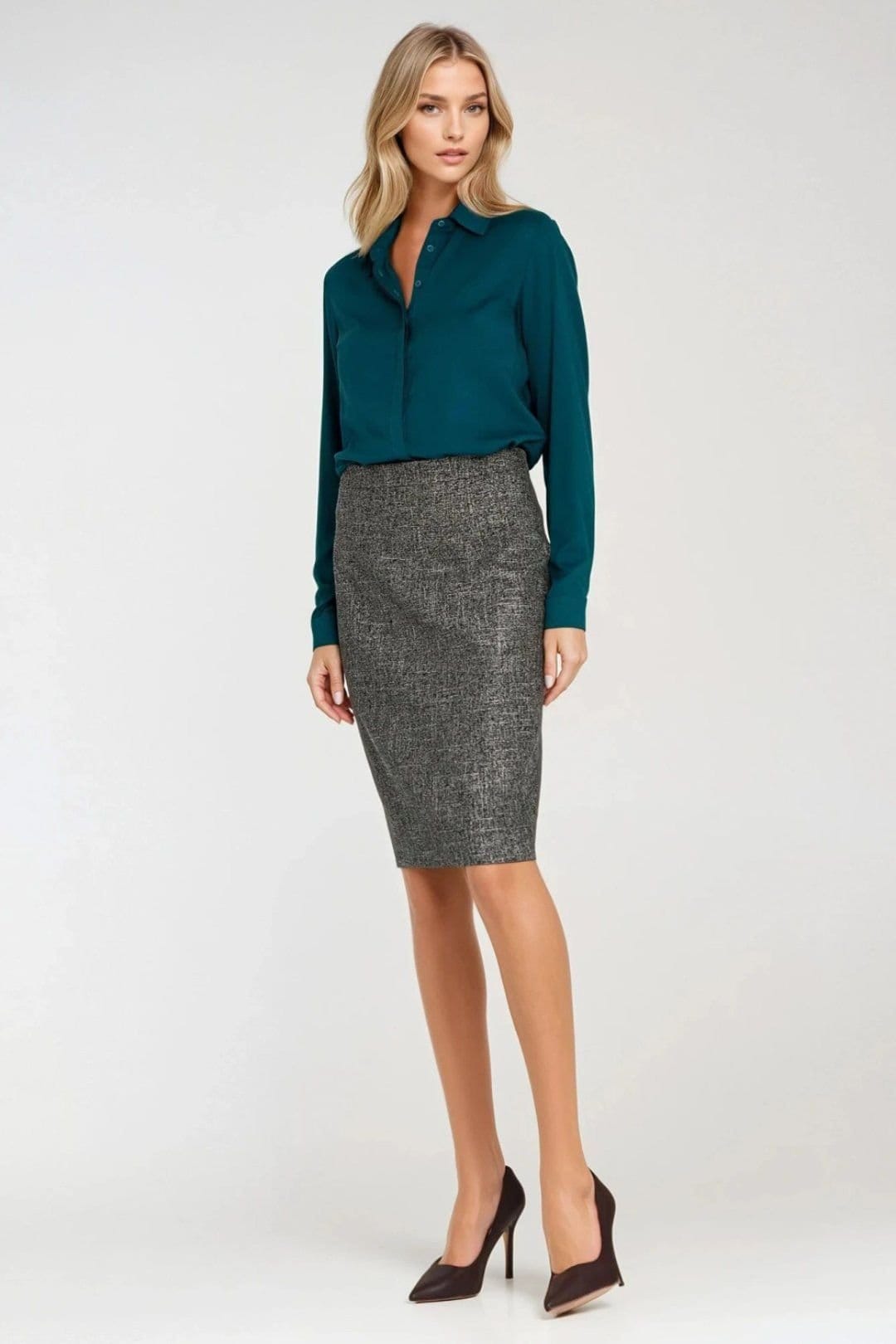 Love Lace Love Lace Women's Classic Long Sleeve Viscose Shirt with Collar in Green - 4