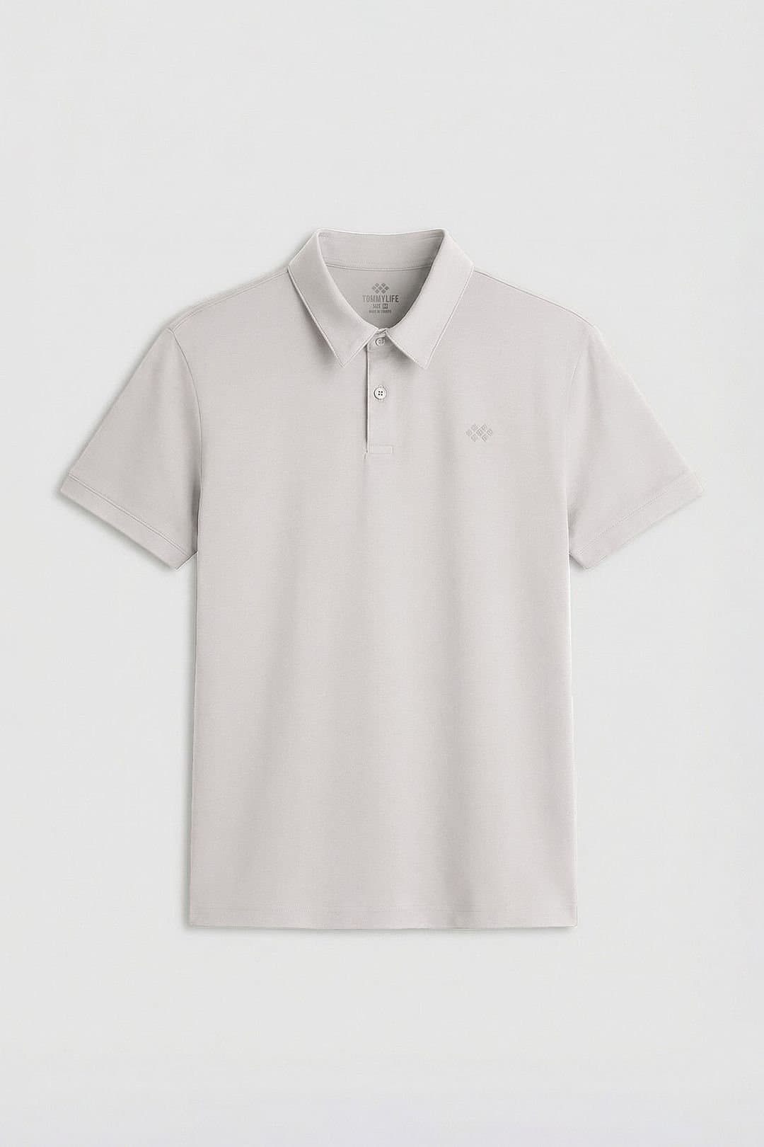 Tommy Life Tommy Life Men's Cotton Elastane Polo T-Shirt in Light Grey