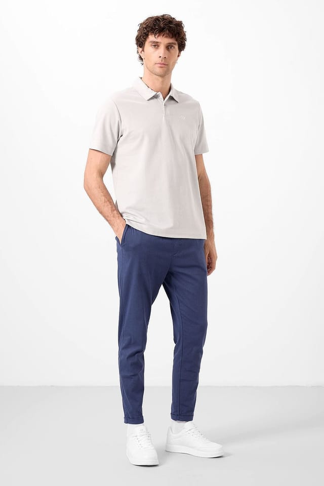 Tommy Life Tommy Life Men's Cotton Elastane Polo T-Shirt in Light Grey - 2