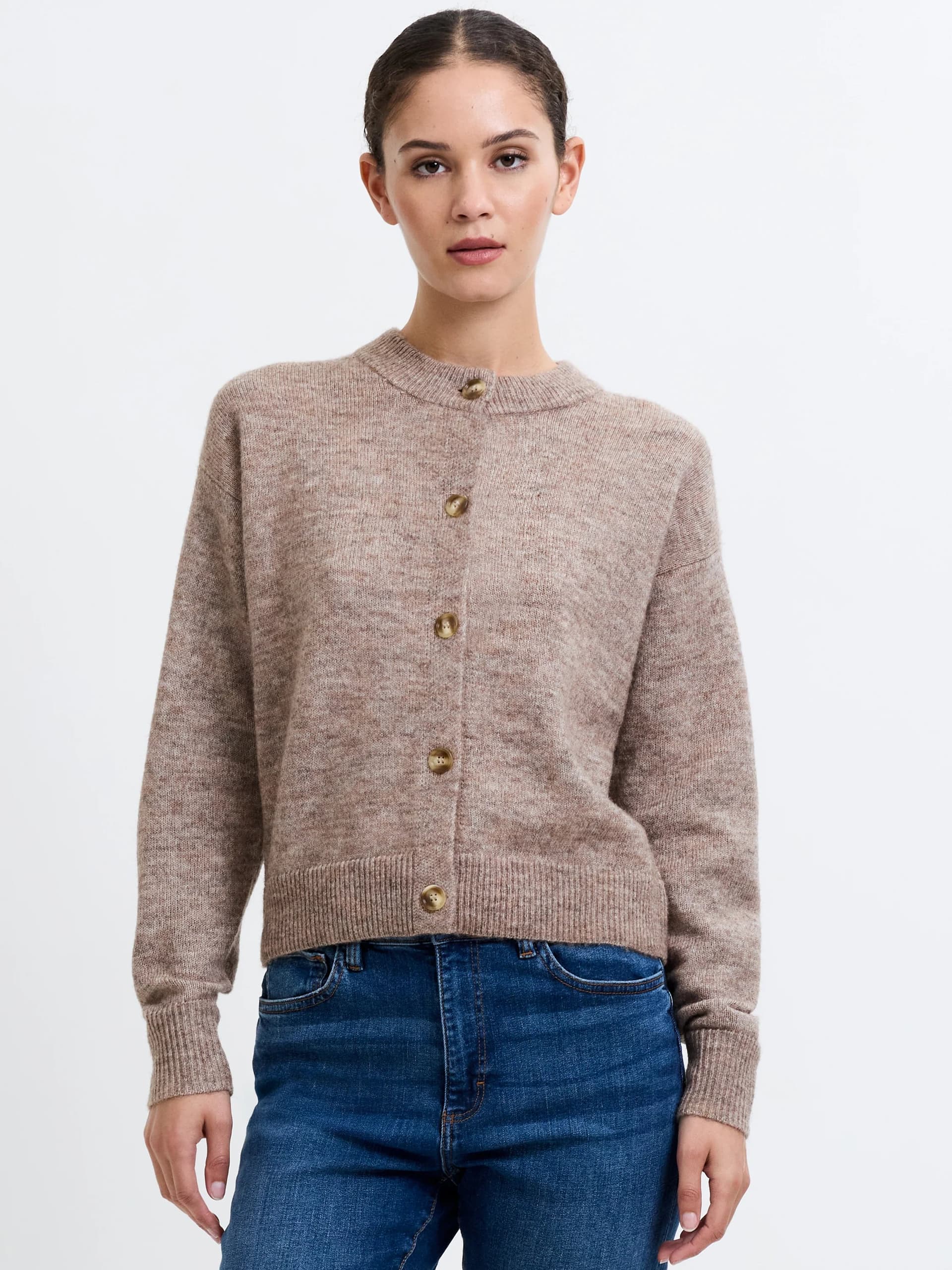 French Connection Kezia Taupe Knit Cardigan Taupe Mel