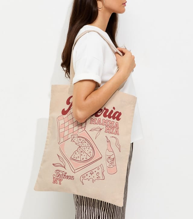 New Look Stone Pizzeria Print Tote Bag New Look - 2