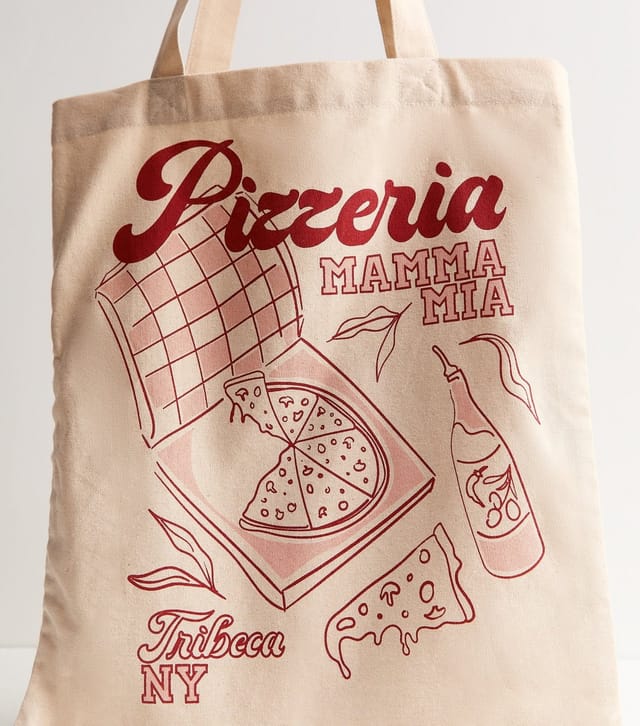 New Look Stone Pizzeria Print Tote Bag New Look - 3
