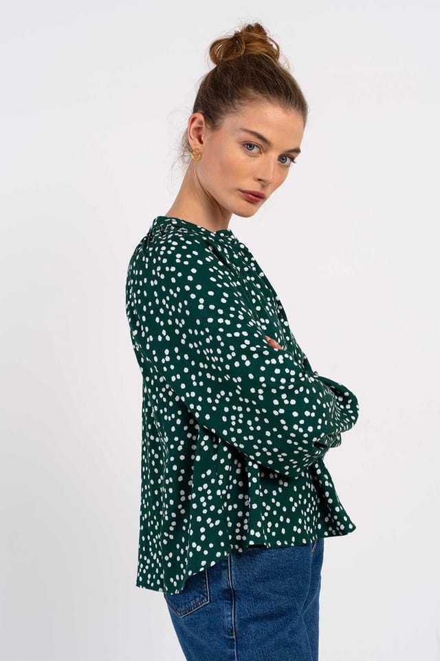 Kettlewell Kettlewell Women's Delilah V-Neck Blouse in Bottle Green - 3