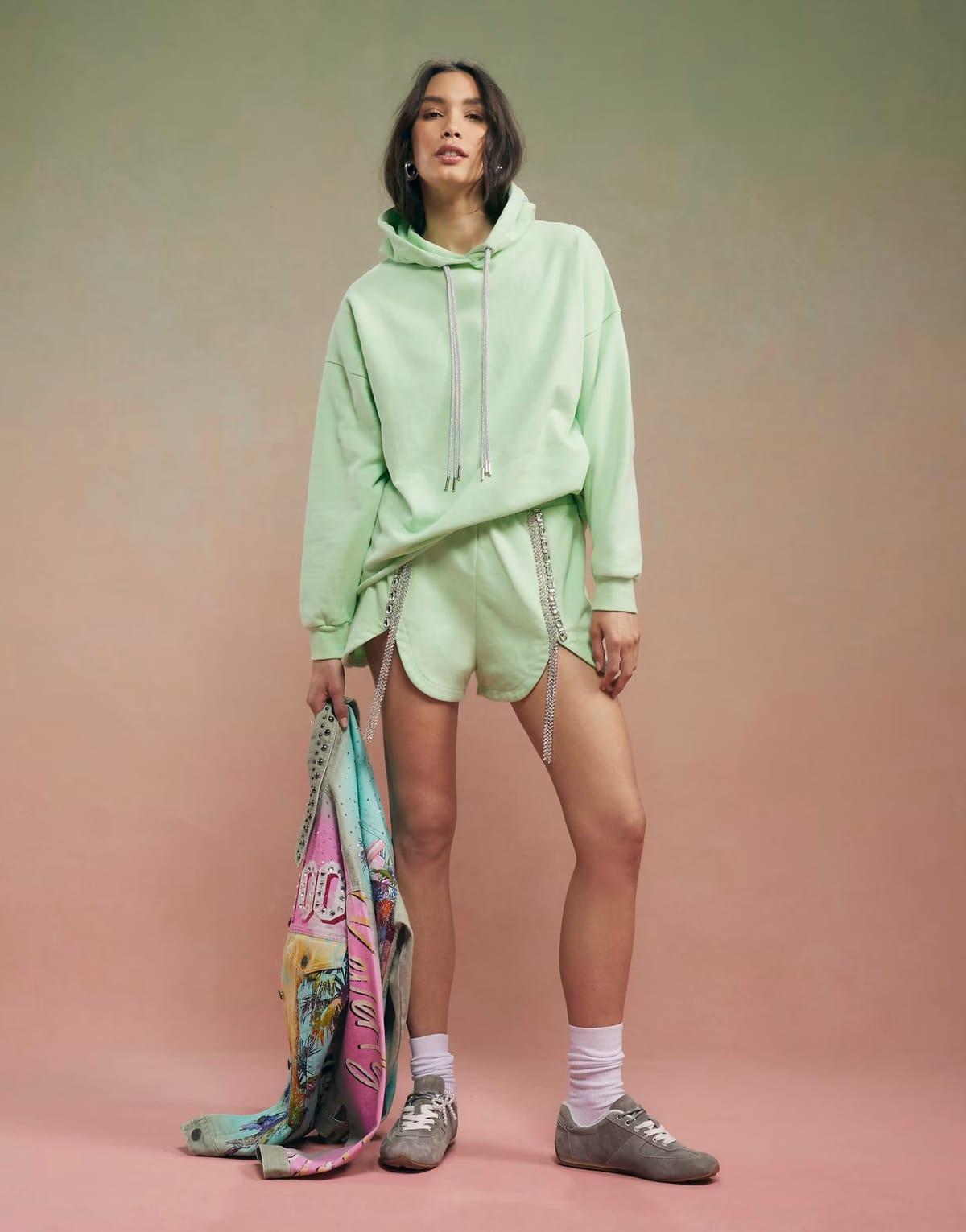 ASOS River Island Year zero embellished shorts in green - 1