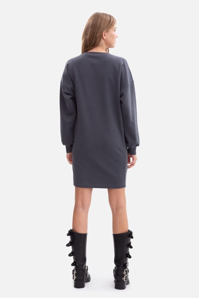 Love Lace Love Lace Women's Oversized Sweatshirt Dress with Soft Loop Lining in Grey - 3