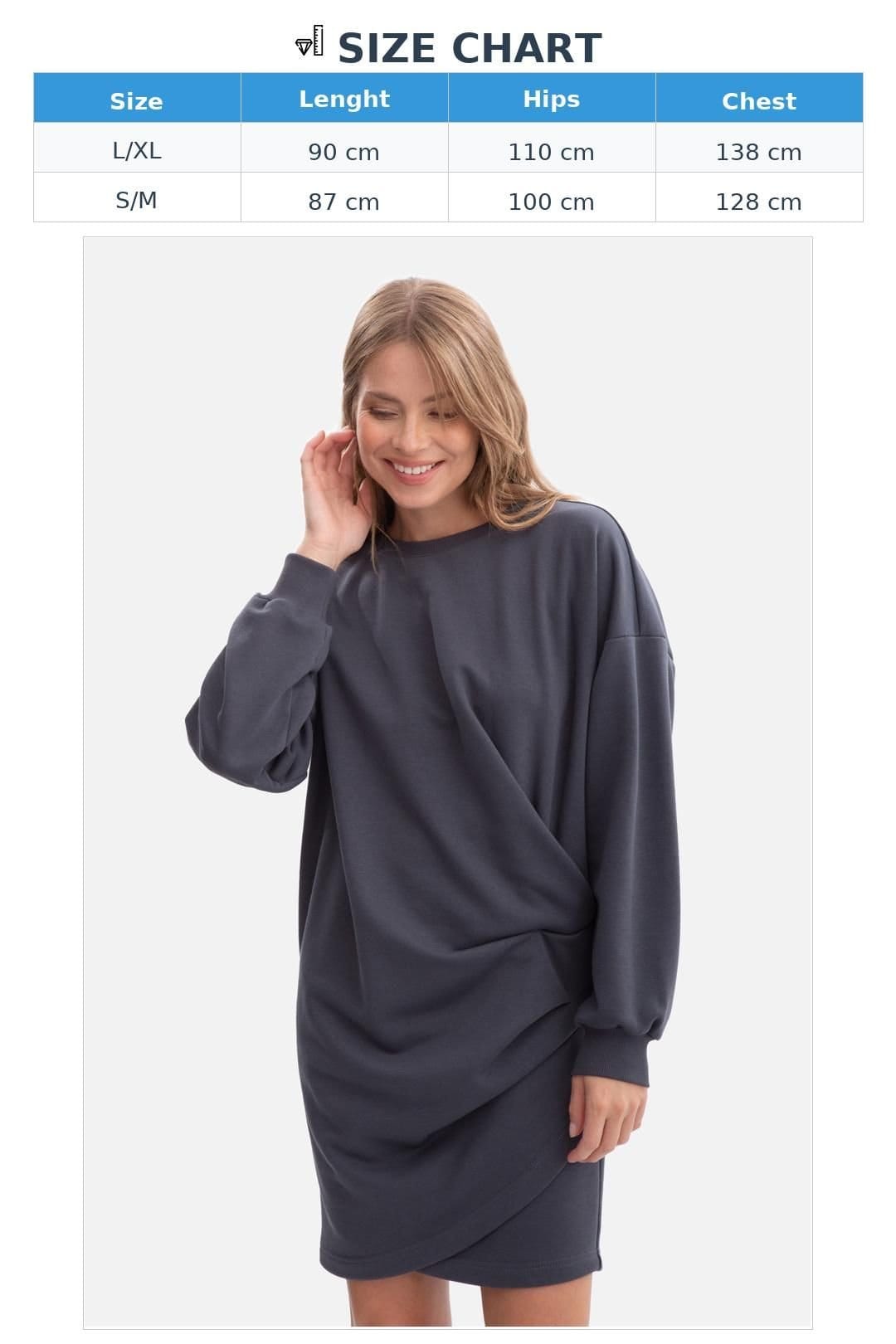 Love Lace Love Lace Women's Oversized Sweatshirt Dress with Soft Loop Lining in Grey - 4