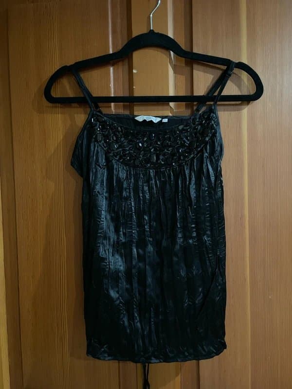 New Look Black Satin Cowl-Neck Camisole