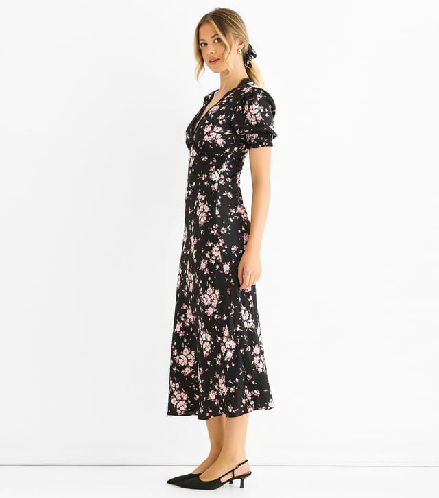 Gini London Women's Black Floral Midi Dress Gini London New Look - 3
