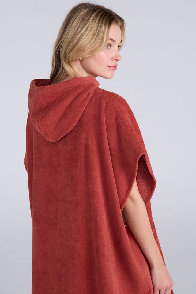 Animal Animal Women's 'Anna' Adjustable Hood Short Sleeve Cotton Towelling Poncho in Terracotta - 3