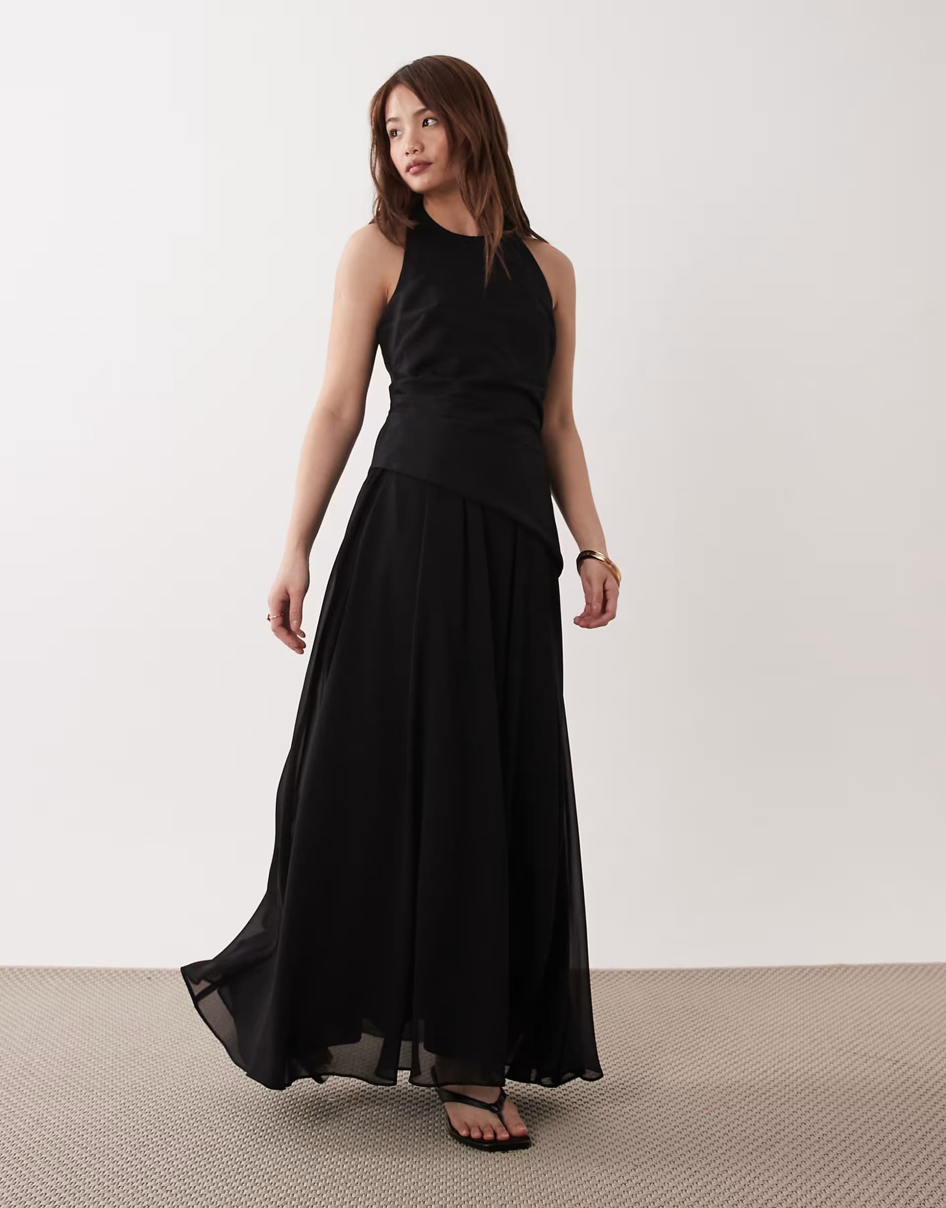 ASOS Forever New Petite godet maxi dress in black