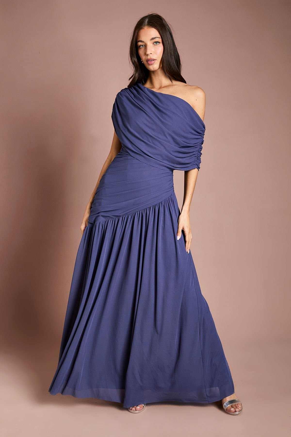 Coast Coast Women's Contour Collective One Shoulder Drape Maxi Dress in Slate