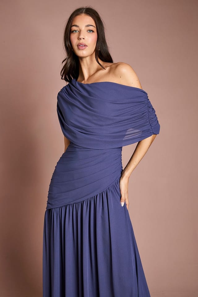Coast Coast Women's Contour Collective One Shoulder Drape Maxi Dress in Slate - 2