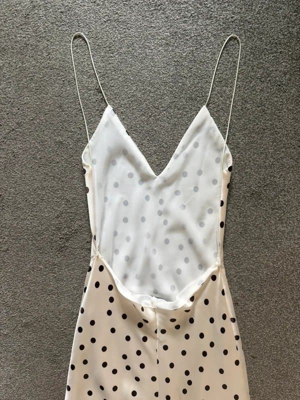 Zara Zara satin cream & brown polka dot backless dress