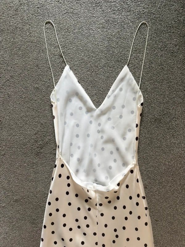 Zara Cream & Brown Polka Dot Backless Dress