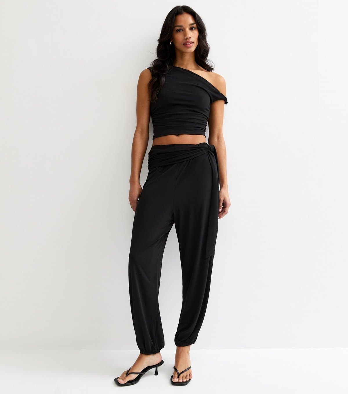 New Look Women's Black Tie Waist Tapered Trousers New Look