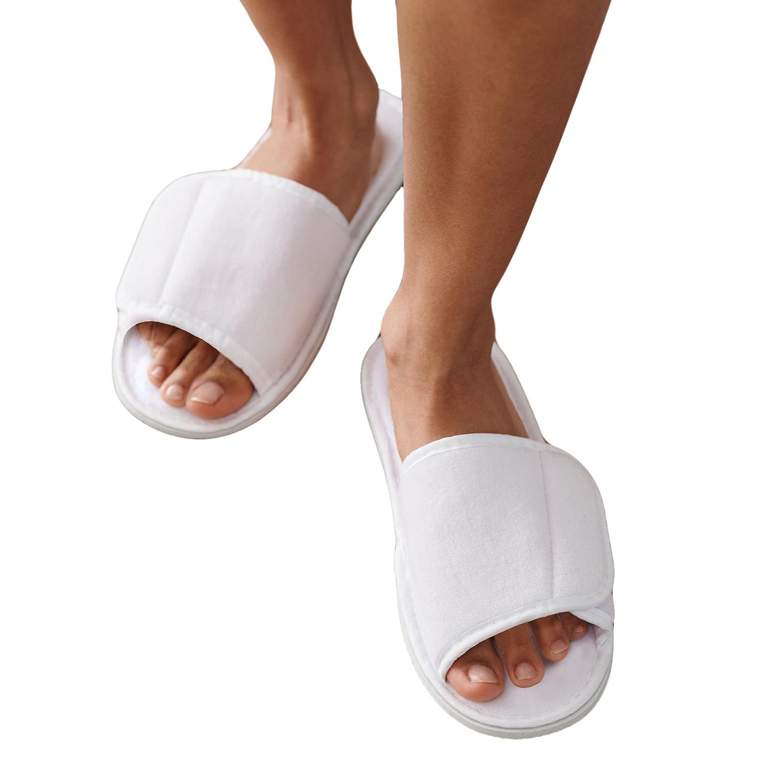 Towel City Towel City Men's Open Toe Slippers in White - 2