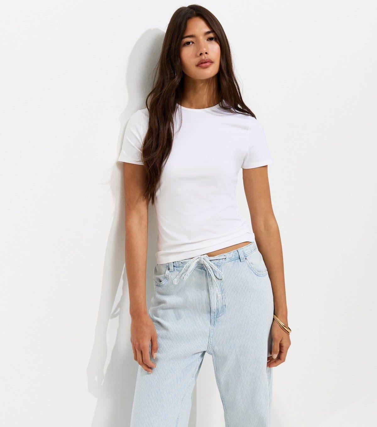 New Look New Look White Slinky Jersey Crew Neck Top