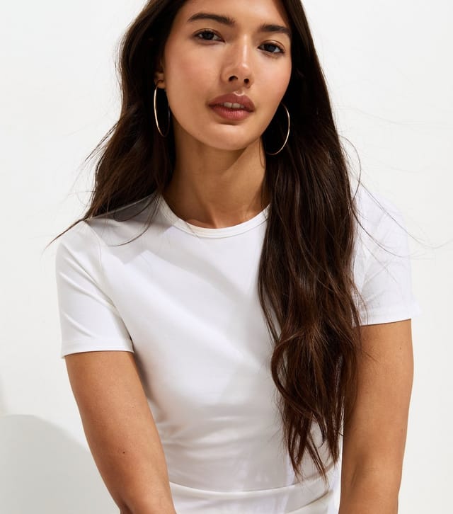 New Look Women's White Slinky Jersey Crew Neck Top New Look - 2