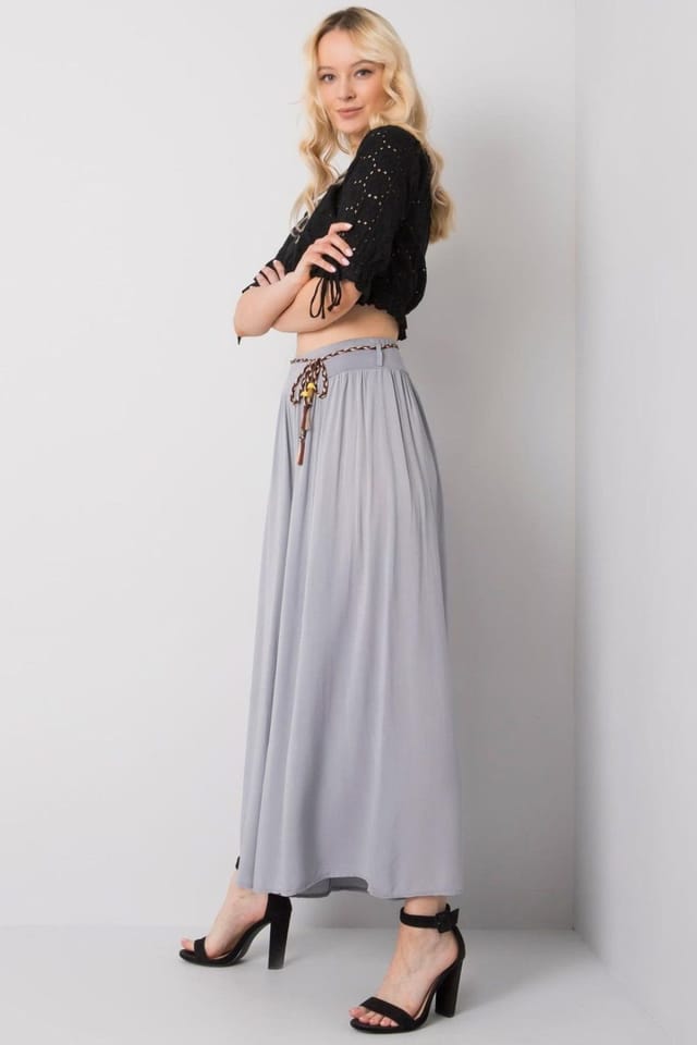Love Lace Love Lace Women's Wide Leg Elastic Waist Trousers with Belt Style 183480 in Grey - 2