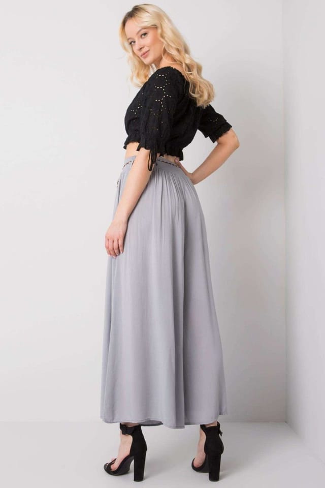 Love Lace Love Lace Women's Wide Leg Elastic Waist Trousers with Belt Style 183480 in Grey - 3